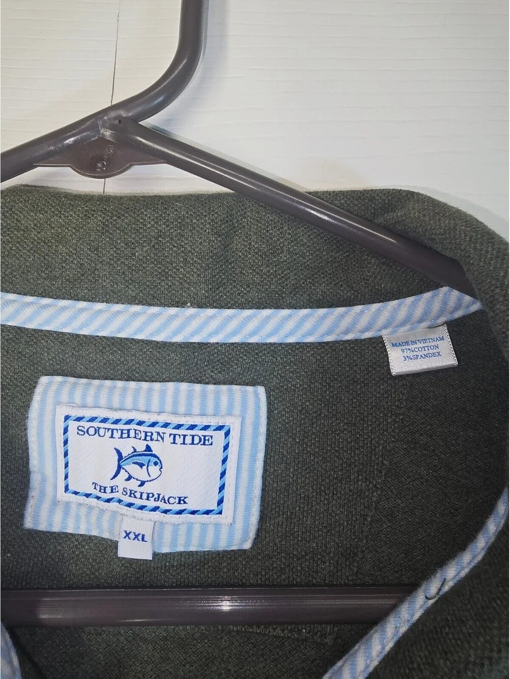 Southern Tide Mens XXL Green Skipjack 1/4 Zip Pullover Sun Faded Sweater